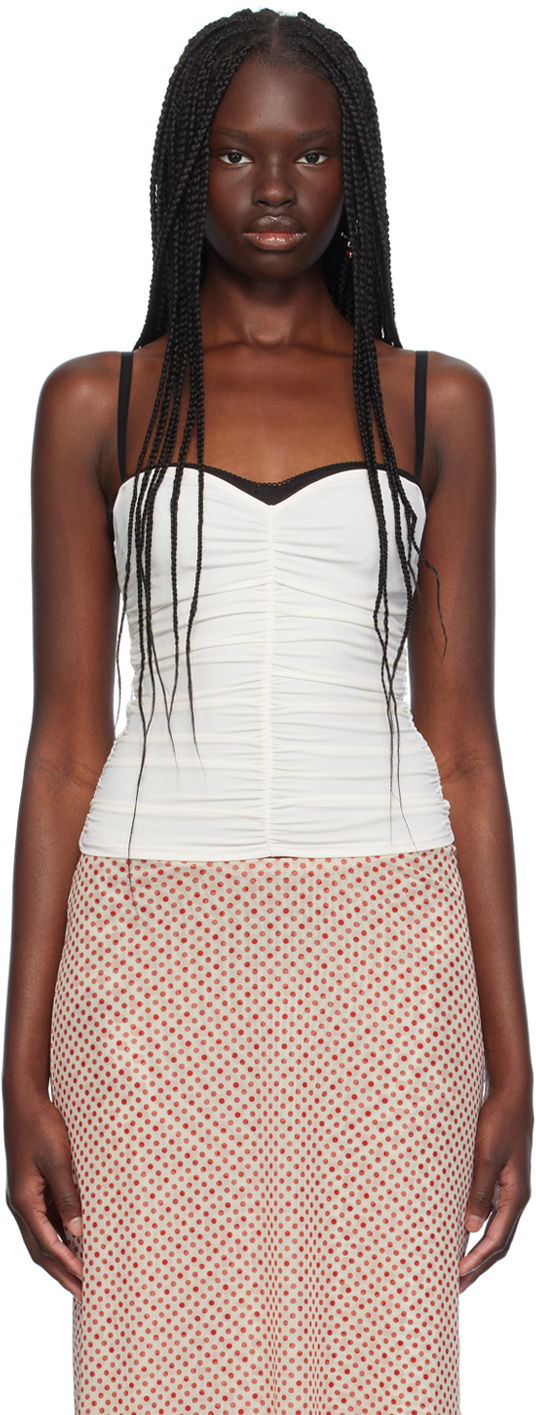 Tanktop Miaou Miaou Renzo Ruched Cami Tank Top Hvid | 7064TKCRM