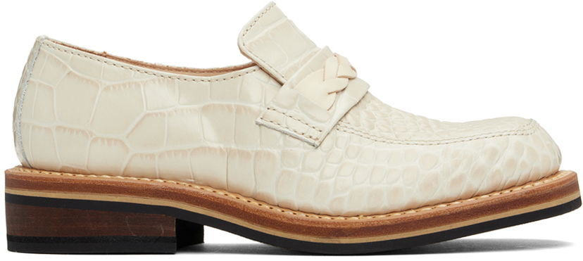 Sneakers og sko OUR LEGACY Nakano Braided Croc-Embossed Loafers Hvid | A4247NVC
