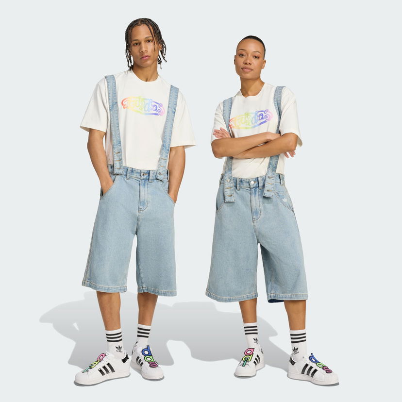Shorts adidas Performance Jeremy Scott Pride Denim Overalls Blå | JY2022