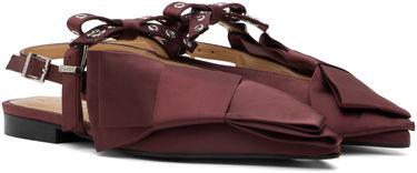 Tilbehør GANNI GANNI Big Bow Slingback Flats Bourgogne | S2860, 3