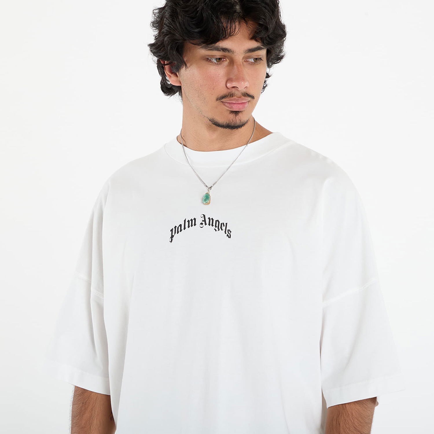 T-shirt Palm Angels Palm Angels Back Curved Logo Over Tee Hvid | PMAA10BF25JER0010310, 1