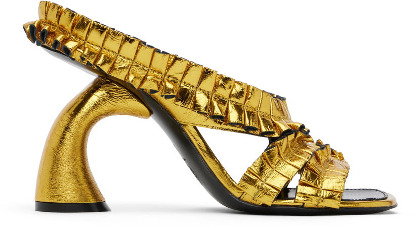 Tilbehør Dries Van Noten Dries Van Noten Ruffled Heeled Sandals Metalisk | WS251-1566-207