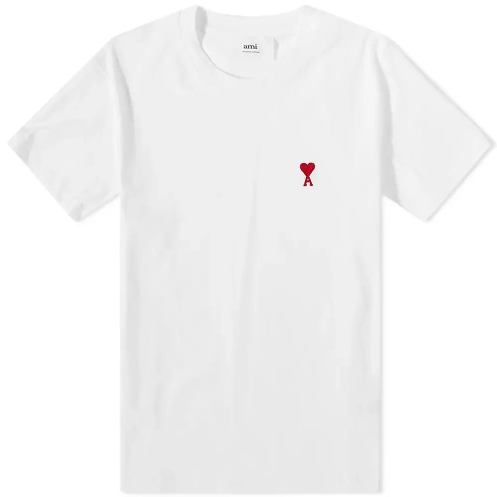 T-shirt AMI Tonal De Coeur Tee Hvid | UTS004-726-175, 0