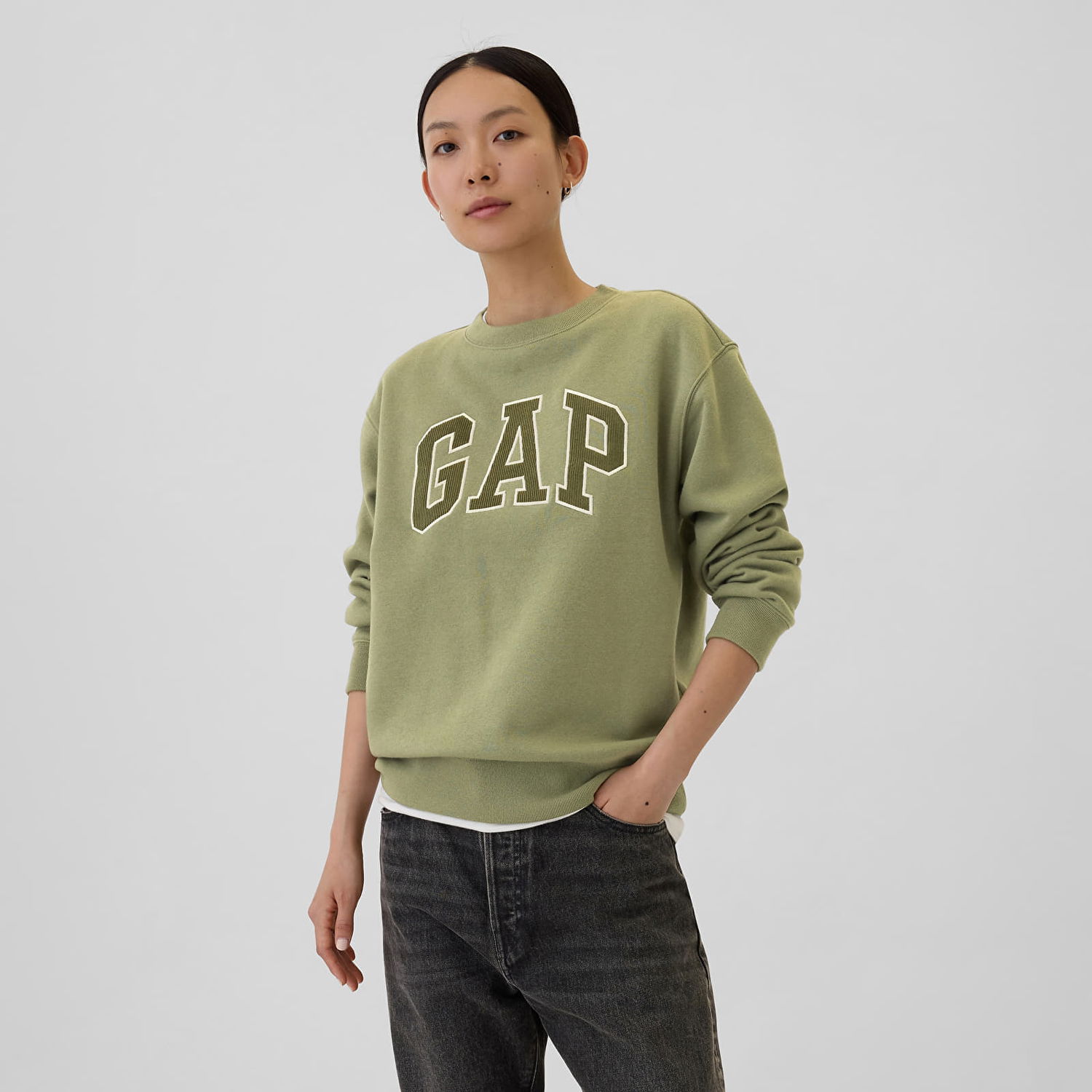 Sweatshirt GAP Logo Crew Olive Cord Grøn | 554936-34, 0