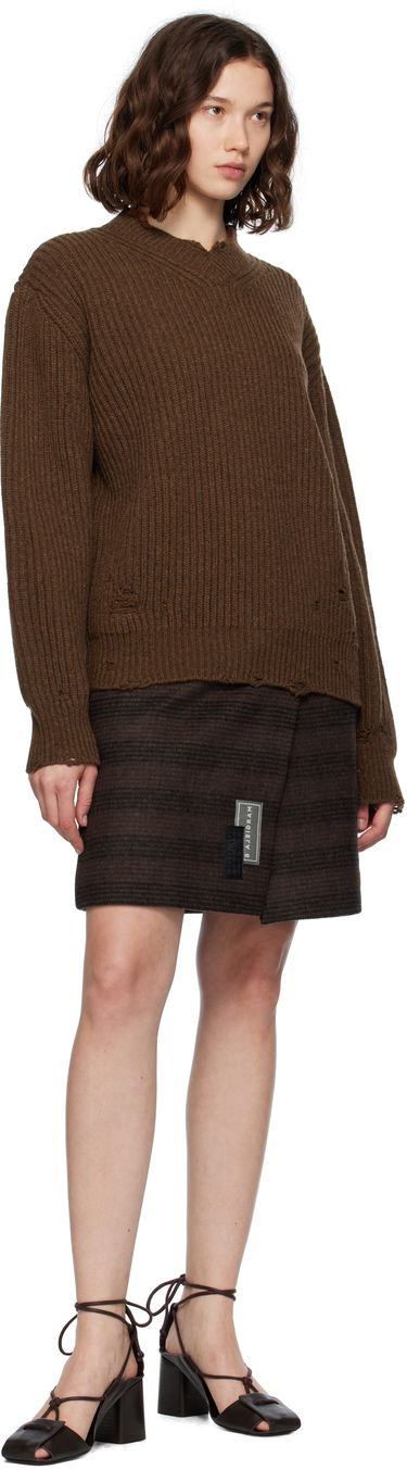 Nederdel Maison Margiela MM6 Maison Margiela Checked Wool Blend Miniskirt Brun | S52MC0013 M35472, 3