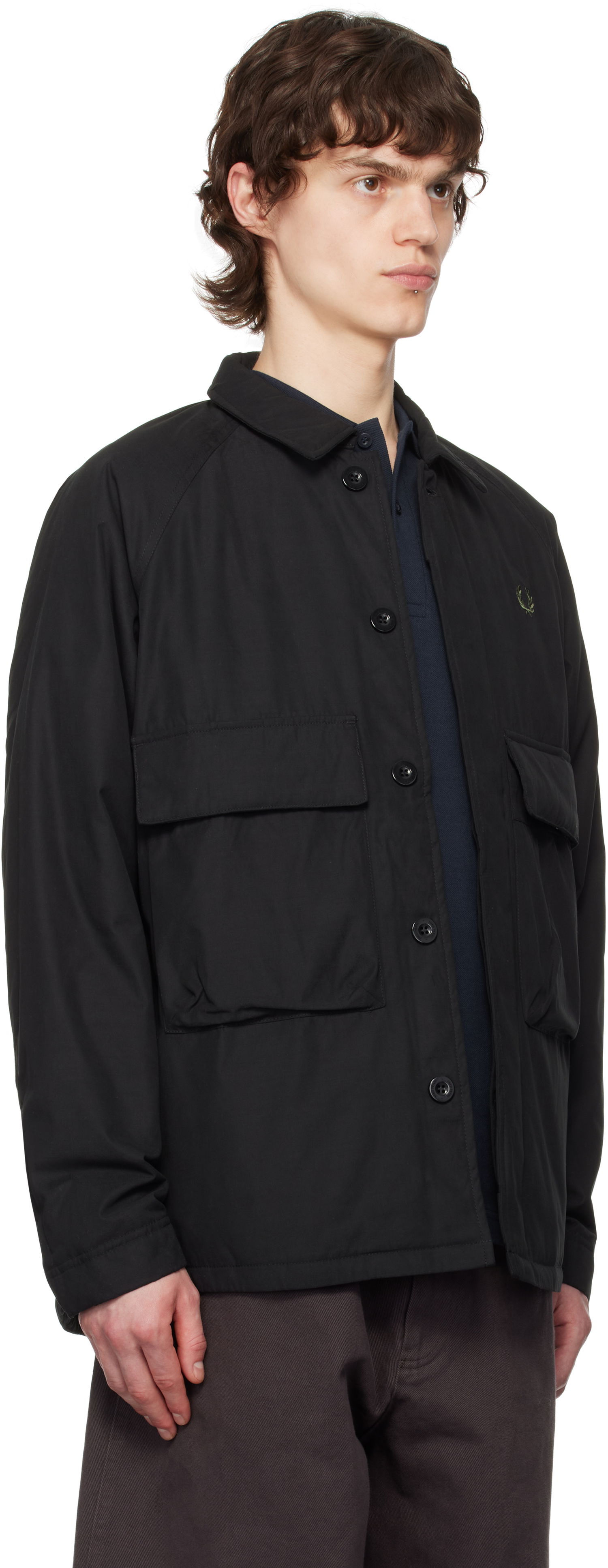 Jakke Fred Perry Fred Perry Padded Raglan Jacket Sort | J8577, 1