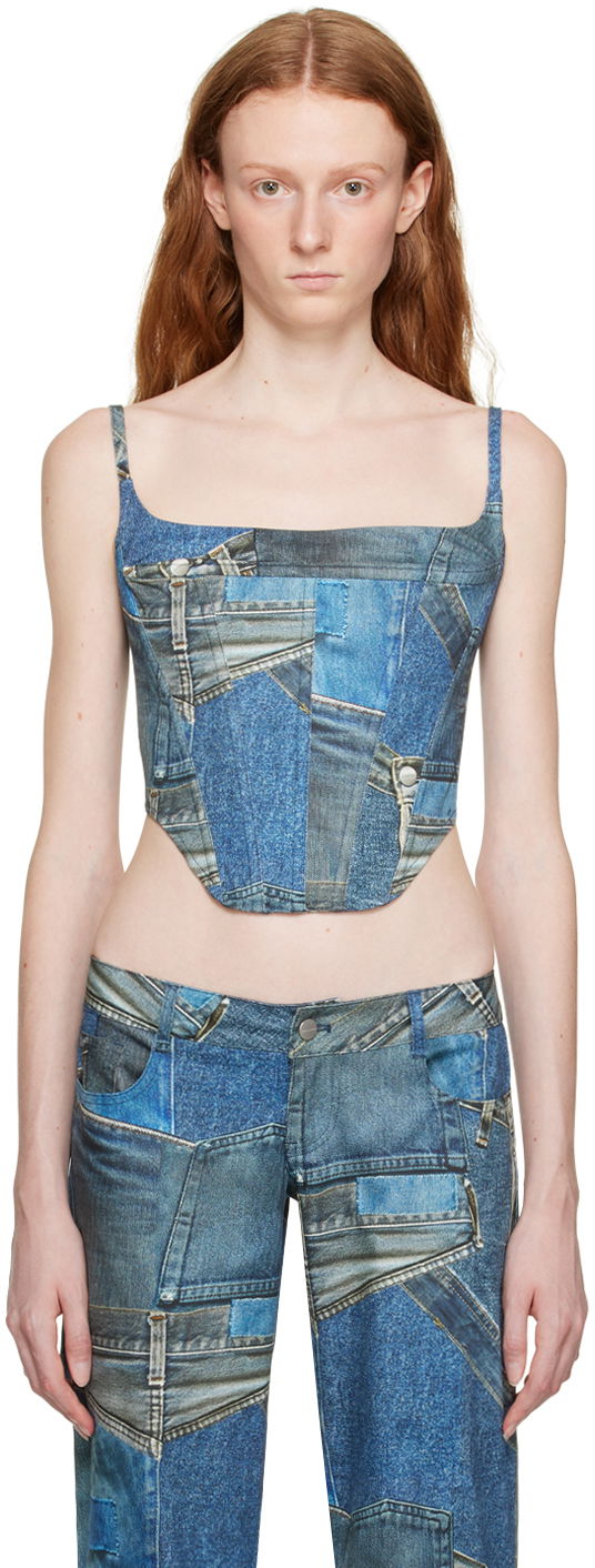 Tanktop Miaou Miaou Venus Patchwork Denim Camisole Top Blå | 7040SCDEN