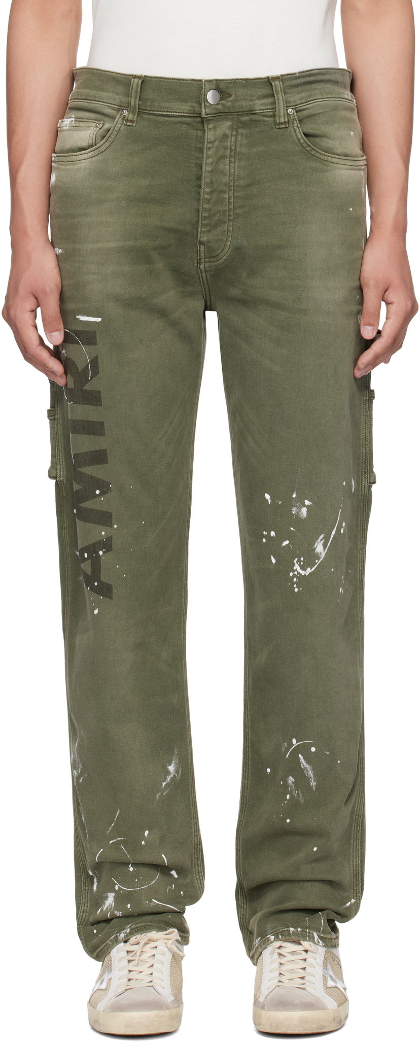 Jeans AMIRI AMIRI Army Logo Painted Slim Workman Jeans Grøn | AMDNSM1018