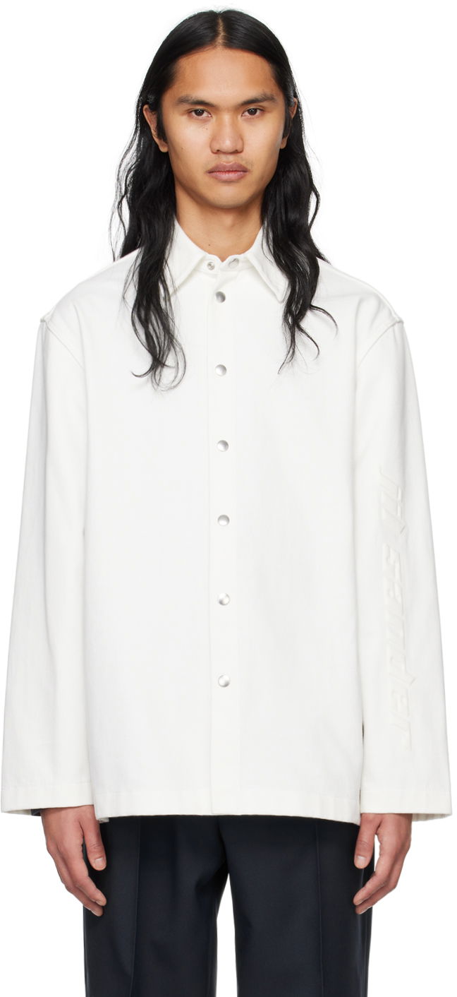 Skjorte Jil Sander Embossed Denim Shirt Hvid | J21DL0137_J46463, 0