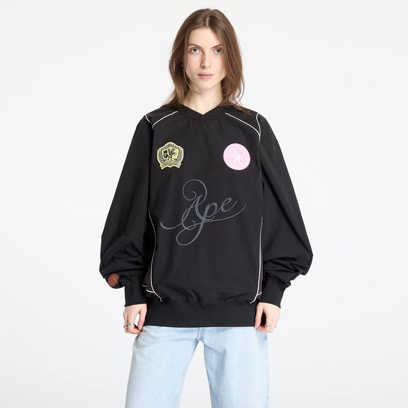Sweatshirt BAPE A BATHING APE Multi Logo Relaxed Fit Pullover Sort | 001SWL301317MBLK