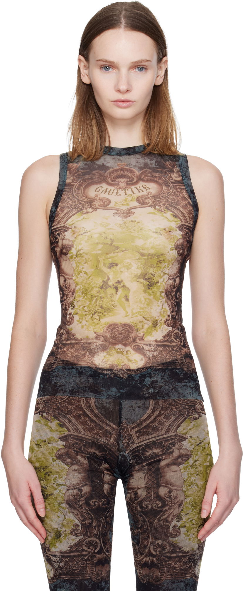 Tanktop Jean Paul Gaultier 'The Médaillon' Baroque Mesh Tank Top Flerfarvet | 25/04-W-TO304-M006P-005740