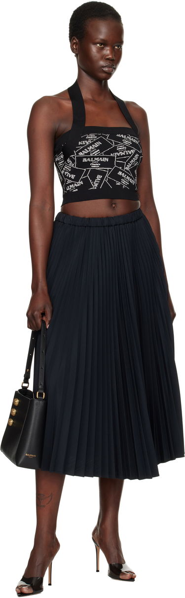 Nederdel Balmain Balmain Label Motif Halter Top Sort | EF1AA025KH86, 3