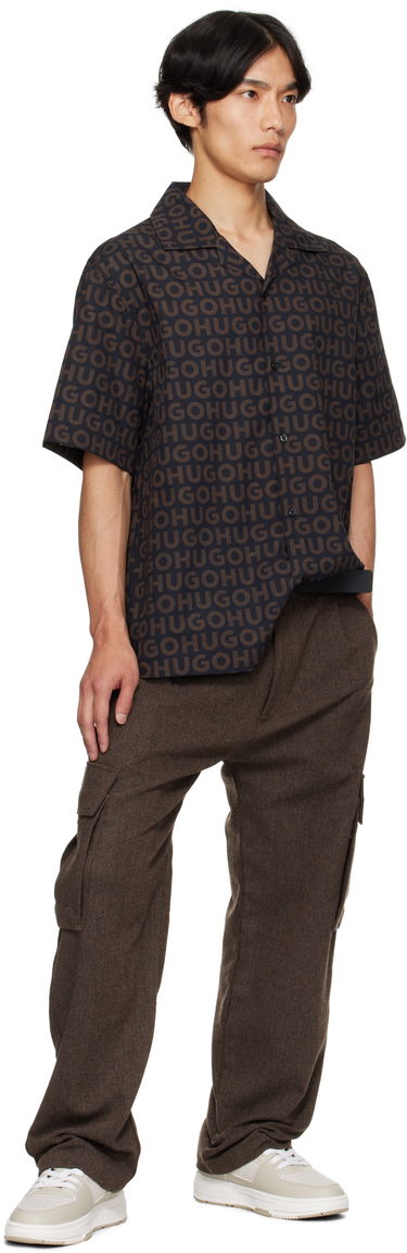 Skjorte BOSS Oversized-Fit Printed Cotton Poplin Shirt Grøn | 50545377, 4