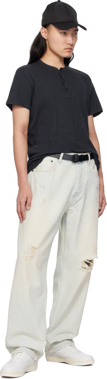 T-shirt rag & bone Rag & Bone Classic Cotton Henley T-Shirt Sort | M000T906G, 3