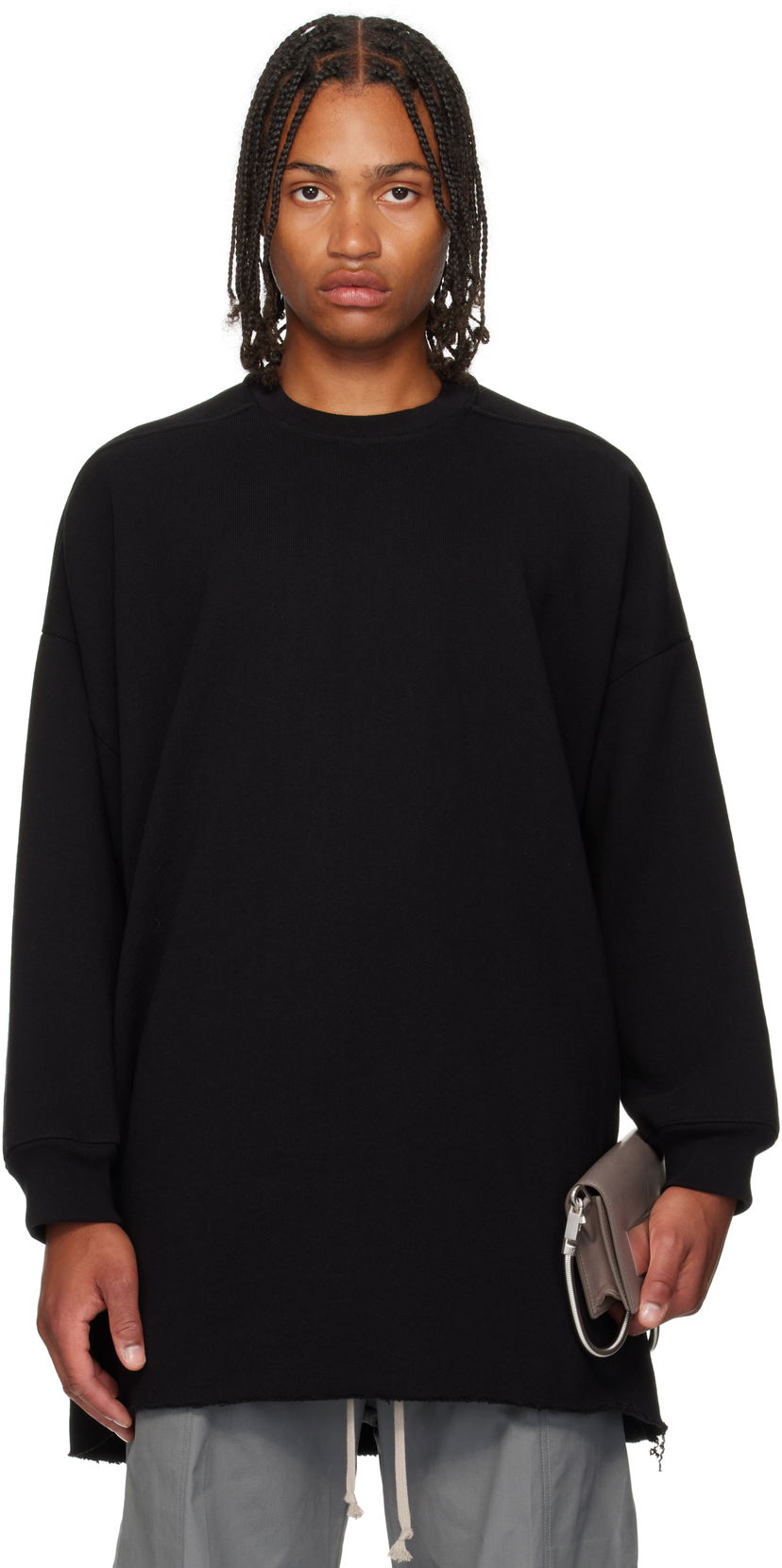 Sweatshirt Rick Owens Rick Owens Concordians Tommy Long Sleeve Sweatshirt Sort | RU02E1276 JTC