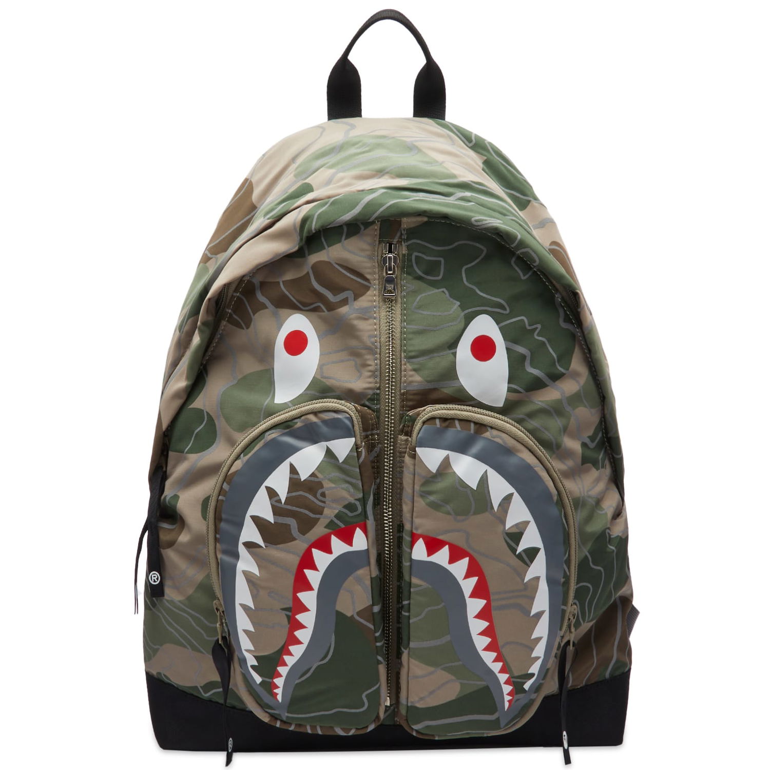 Rygsæk BAPE Layered Line Camo Shark Day Backpack Grøn | 001BAJ801002M-BGE, 0
