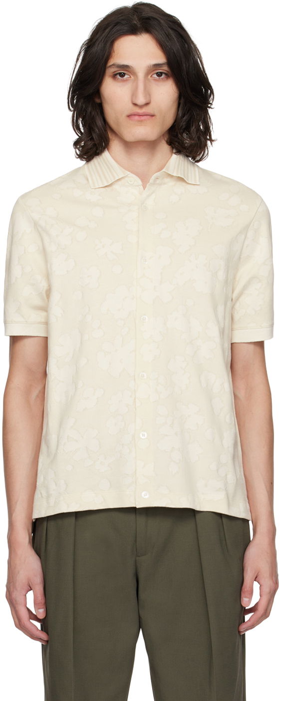 Skjorte Paul Smith Paul Smith Floral Short Sleeve Shirt Beige | M1R-837Y-M02359-06