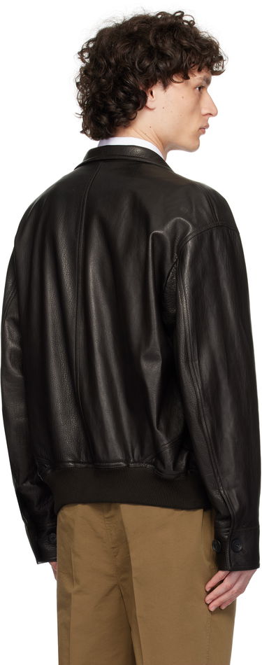 Jakke FERRAGAMO Ferragamo Grainy Leather Jacket Sort | 783255, 2