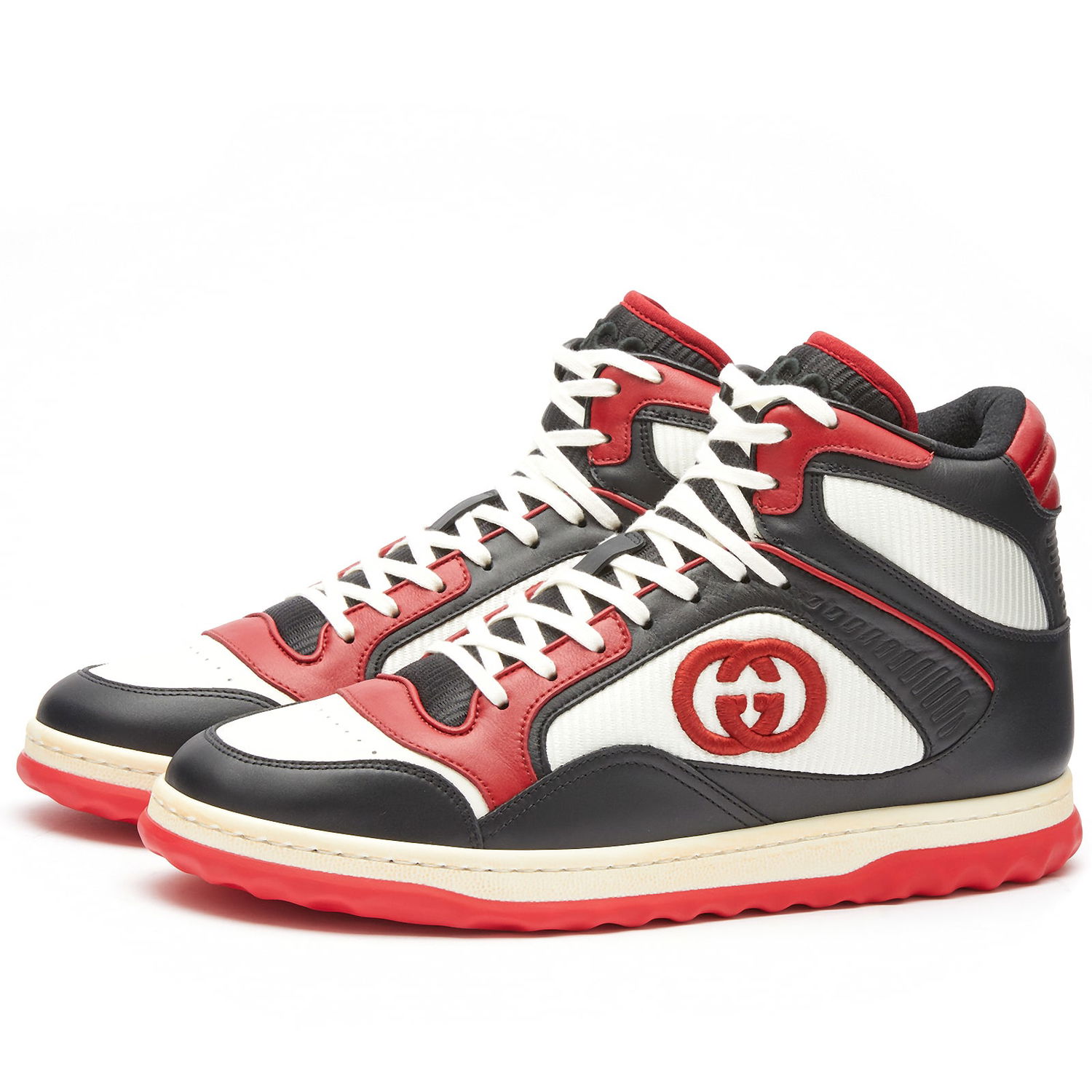 Tøj Gucci Men's Mac Hi Sneaker Black/Off White Beige | 762060-AACN5-1050, 0
