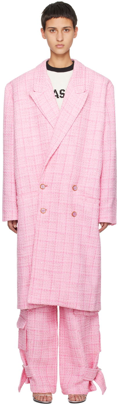 Frakker GCDS Double-Breasted Coat Lyserød | FW23M160534, 0