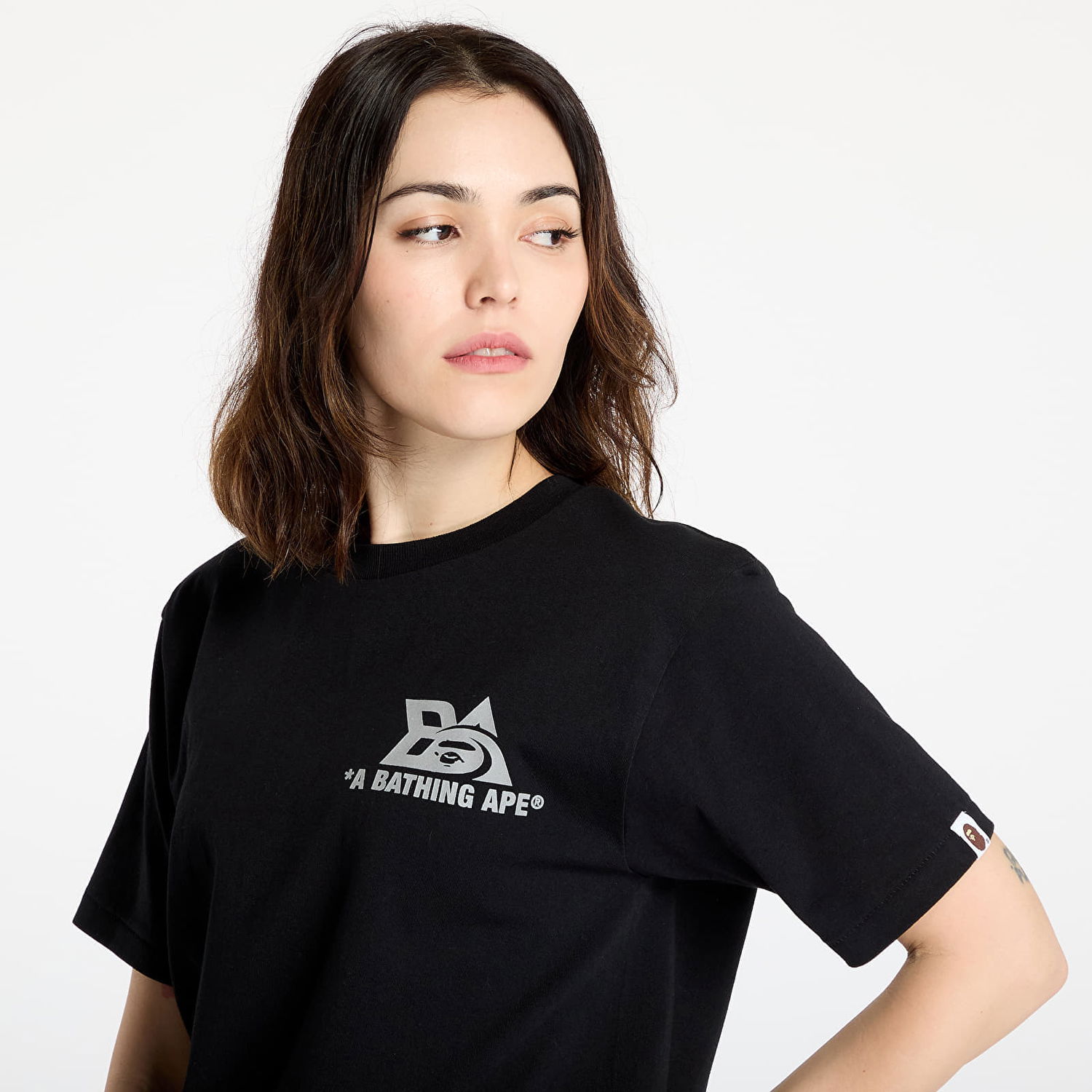 T-shirt BAPE A BATHING APE Reflector Tech Logo T-Shirt Sort | 001TEL301051MBLK, 1