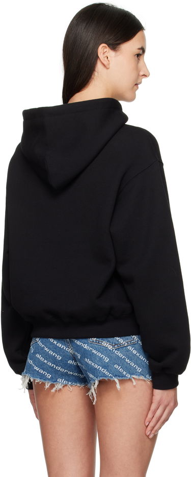 Sweatshirt Alexander Wang Puff Logo Cropped Hoodie Sort | 4CC3242101, 2