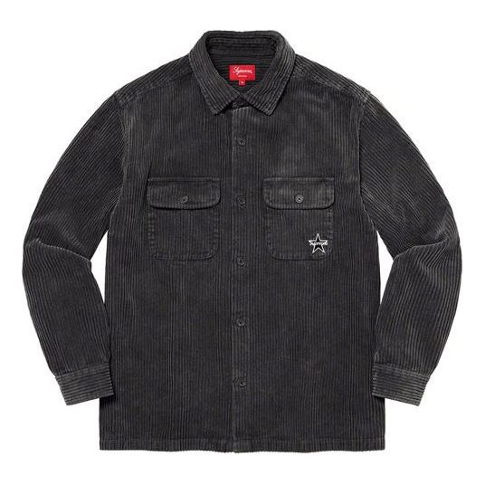Skjorte Supreme Corduroy Button-Up Shirt Sort | SUP-SS22-065, 0