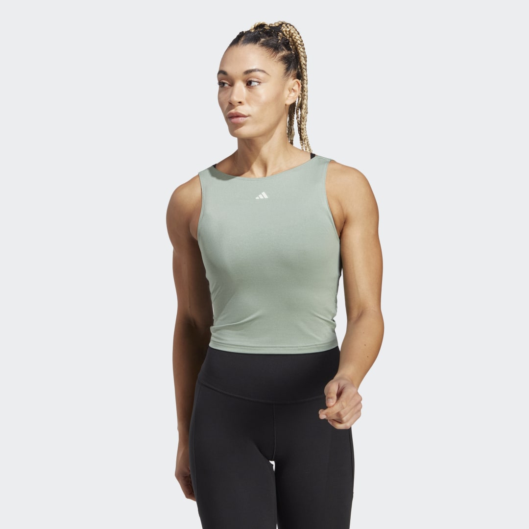 Tanktop adidas Performance Yoga Studio Crop Top Grøn | HR5063, 1