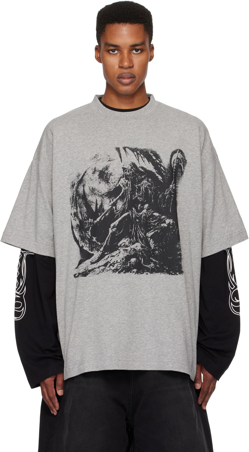 T-shirt VETEMENTS Oversized Graphic T-Shirt Grå | UA66TR645G