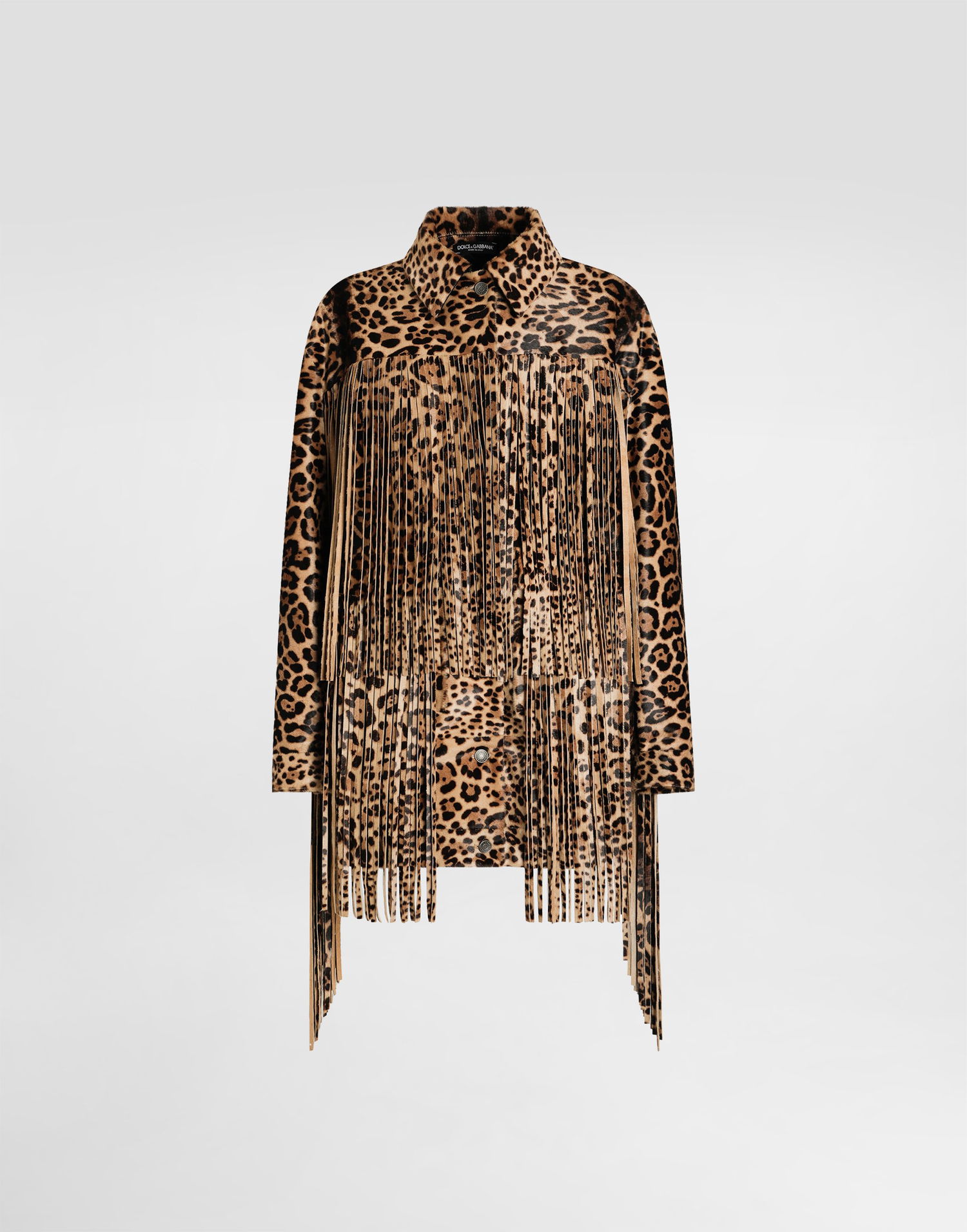 Jakke Dolce & Gabbana Dolce & Gabbana Leopard-Print Fringed Jacket Brun | F9T45LHULXRS9001, 0