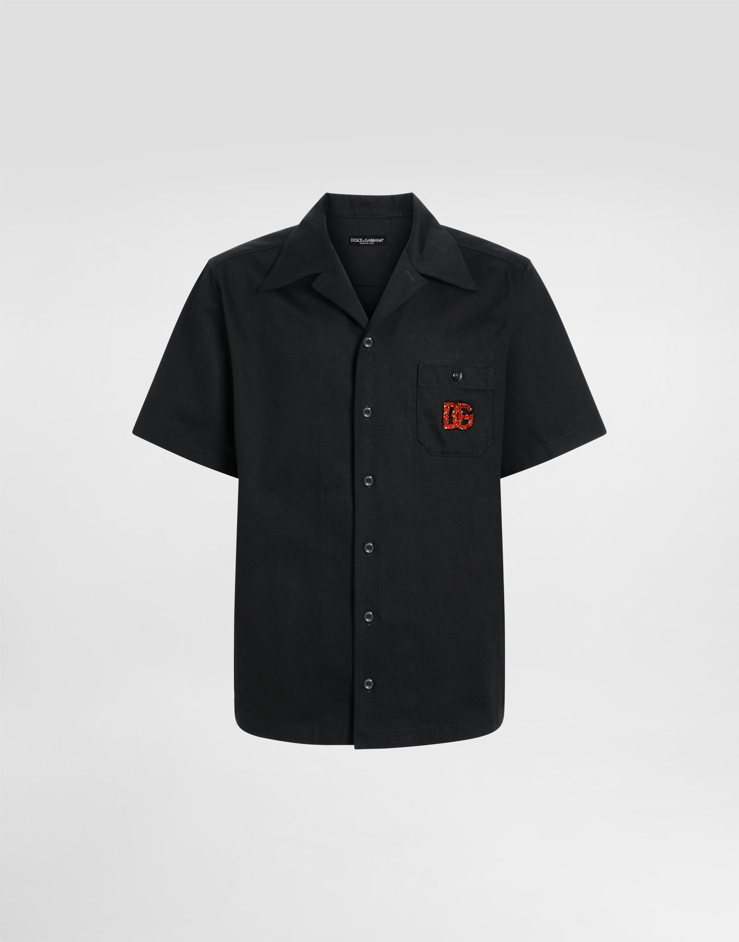 Skjorte Dolce & Gabbana Dolce & Gabbana Hawaiian Shirt with DG Logo Embroidery Sort | G5JH9ZGJ371N0000, 0