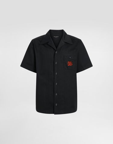 Skjorte Dolce & Gabbana Dolce & Gabbana Hawaiian Shirt with DG Logo Embroidery Sort | G5JH9ZGJ371N0000, 0