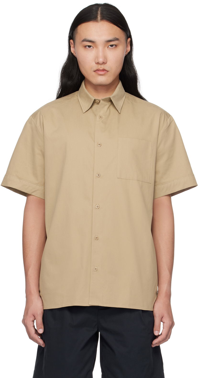 Skjorte A.P.C. Ross Short-Sleeve Shirt Beige | COGZR-H12541