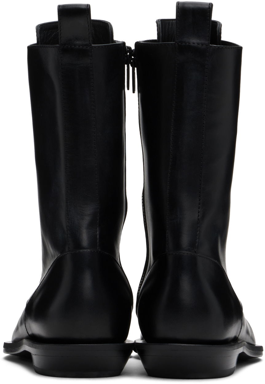 Tøj Ann Demeulemeester Ann Demeulemeester Ise Pointy Micro Heel Lace-Up Boots Sort | 2402-W-A12-LT131-099, 1