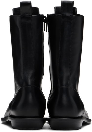 Tøj Ann Demeulemeester Ann Demeulemeester Ise Pointy Micro Heel Lace-Up Boots Sort | 2402-W-A12-LT131-099, 1
