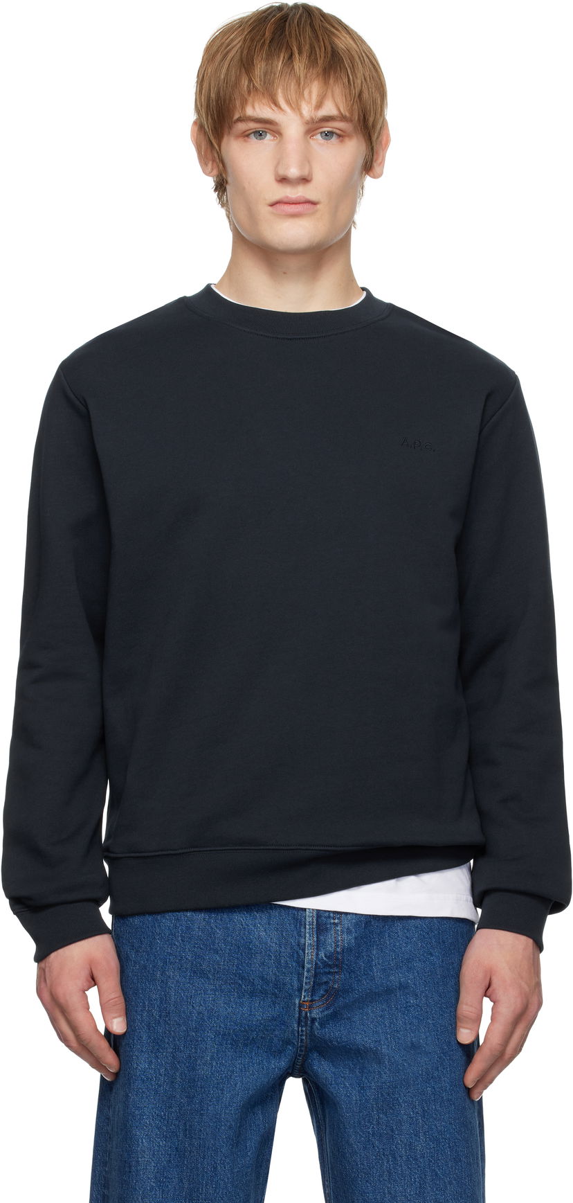 Sweatshirt A.P.C. Standard Embroidered Logo Sweatshirt Sort | COHBY-M27919