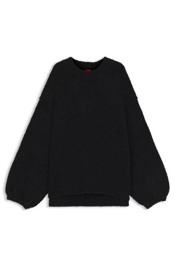 Sweater BOSS Oversized-fit knitted sweater with puff sleeves Sort | 50548252