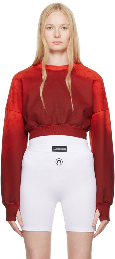 Sweater Marine Serre Marine Serre Moon Faded Fleece Cropped Sweatshirt Rød | WST012A CJER0073, 0