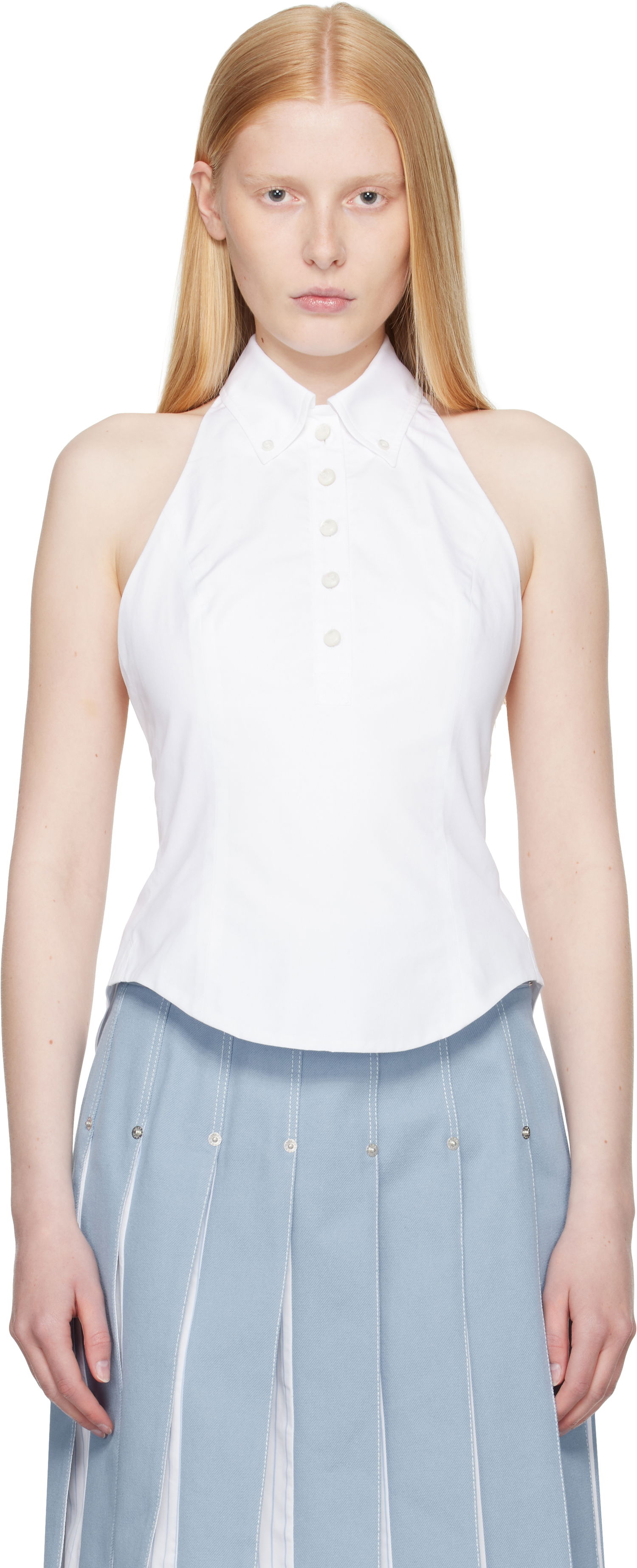 Tanktop Thom Browne Thom Browne Halter Top Hvid | FLL201A-03113, 0