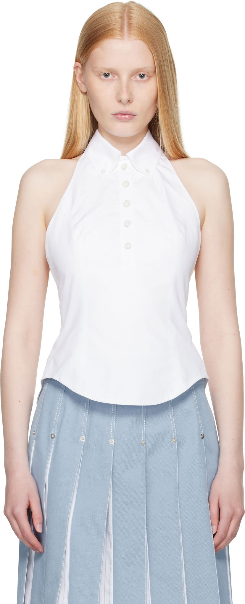 Tanktop Thom Browne Thom Browne Halter Top Hvid | FLL201A-03113