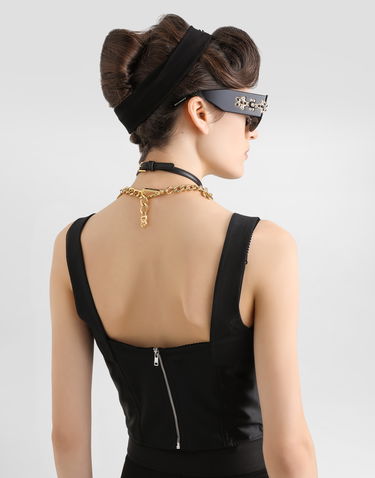 Crop top Dolce & Gabbana Dolce & Gabbana Elastic Satin Bustier Top Sort | F7W98TGDCMXN0000, 2