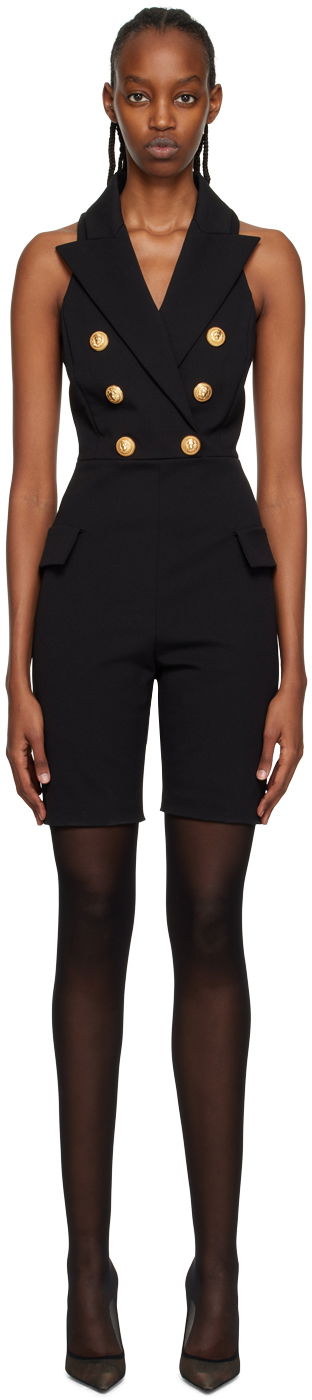 Jumpsuit Balmain Black Pointed Lapel Jumpsuit Sort | AF1PT040CC77