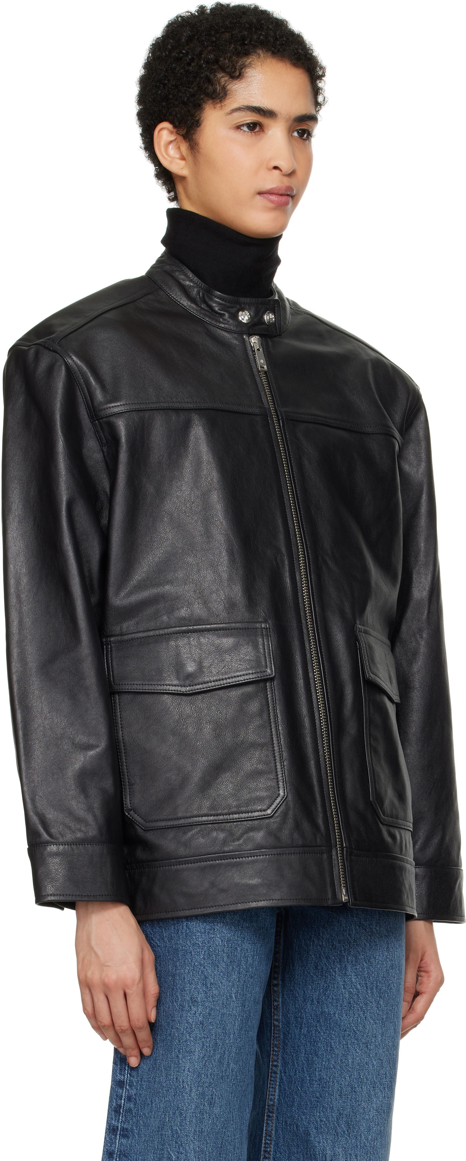 Jakke Anine Bing Henry Leather Jacket Sort | A-01-10189-000, 1