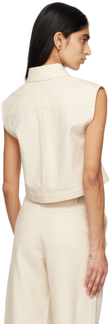 Skjorte Loulou de Saison Loulou de Saison Adora Cropped Sleeveless Shirt Hvid | ADORA, 2