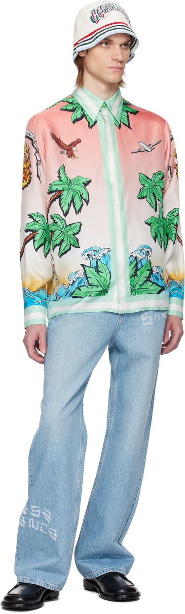 Skjorte Casablanca Casablanca 'Tennis Club' Print Silk Shirt Flerfarvet | U-MS25-SH-021-02, 3