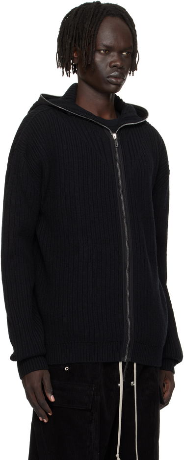 Sweatshirt Rick Owens Rick Owens Concordians Zipped Knit Hoodie Sort | RU02E1647 KWV, 1