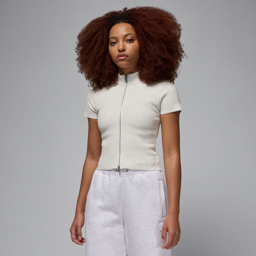 Crop top Jordan Air Jordan Knit Mock Neck Zip Top Hvid | HF9438-133