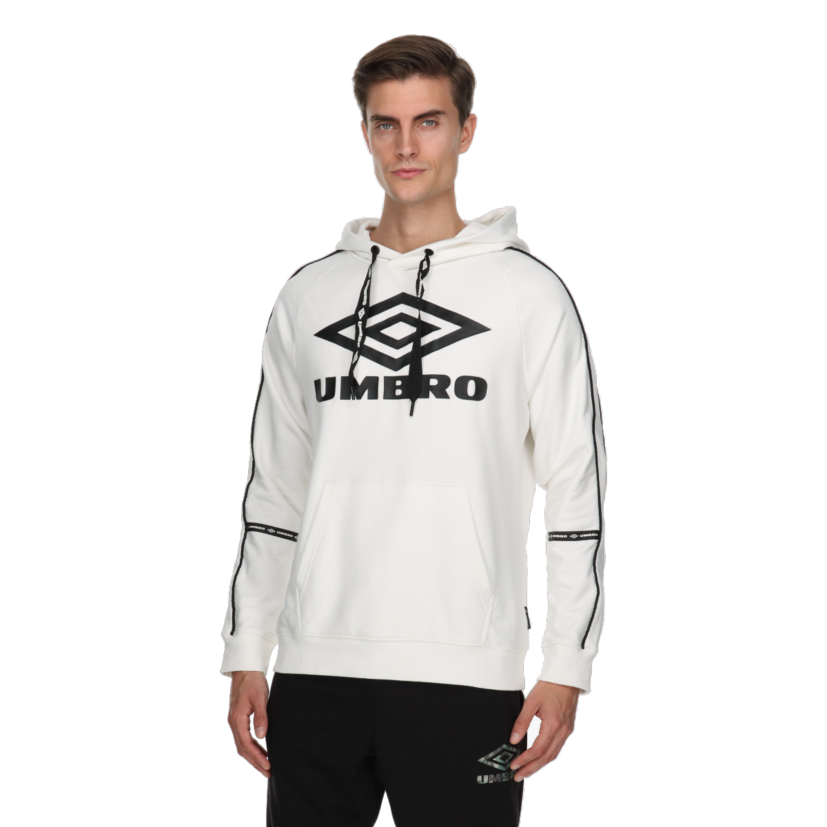 Sweatshirt Umbro Retro Hoodie with Logo and Sleeve Taping Hvid | UMA231M605-11, 0