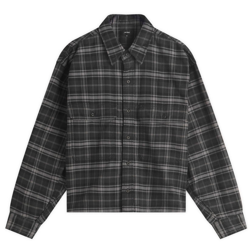 Skjorte BEAMS BEAMS Plaid Overshirt, Size Large Grå | 1111-1129-791-19