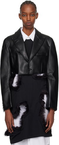 Faux-Leather Padded Cropped Jacket